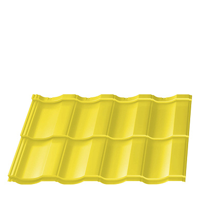 Металлочерепица Геркулес Элит RAL1018 Желтый 0,45мм модуль 2 волны фото Центр Металлокровли