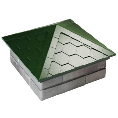 Колпак на столб забора EVEREST Зеленый 1,5х1,5 кирпича Черепица размер под посадку 390х390мм фото 3