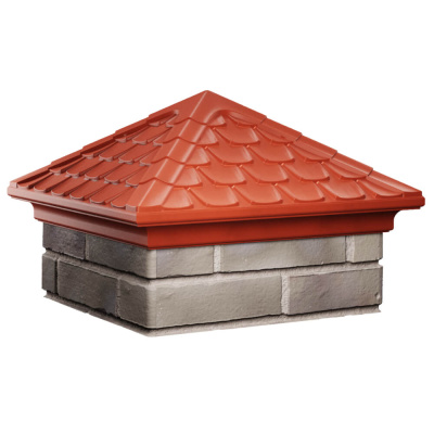 Колпак на столб забора ELBRUS Красный 1,5х1,5 кирпича Черепица фото 4