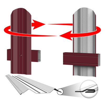Штакетник (евроштакетник) ЭКО М-образный 95мм RAL3005 Красное Вино