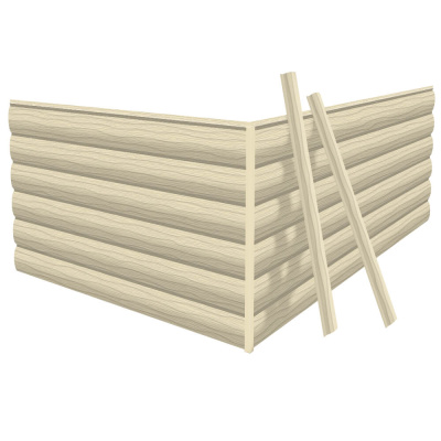 Фото сайдинга металлического (металлосайдинга) царьсайдинга Бревно Рубленое 4Д RAL1015 Слоновая Кость для фасада дома