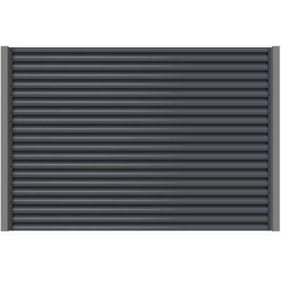 Секция забора жалюзи RAL7024/7024 Серый Графит 2-х сторонняя с металлическими столбами анфас